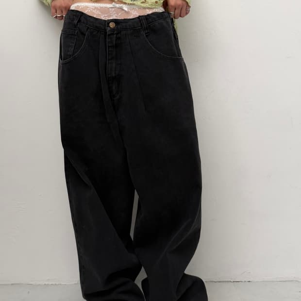 흑청 와이드 팬츠 