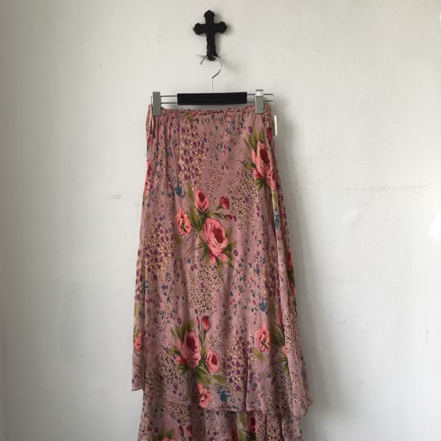 Flower pattern long skirt