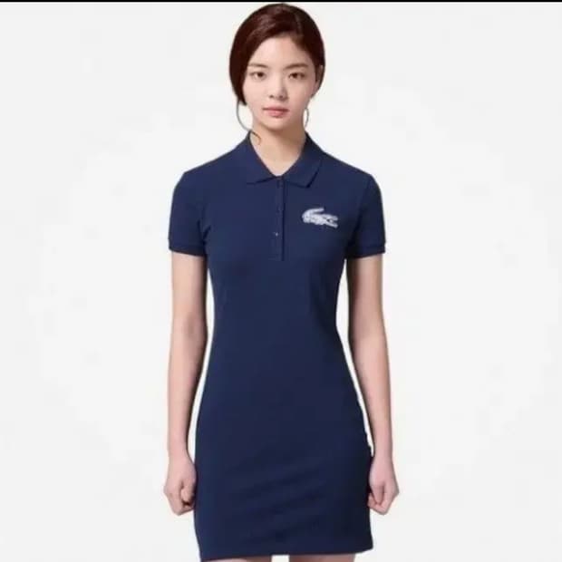 라코스테 라이브 피케 스트레치 반팔 폴로 드레스 원피스 네이비