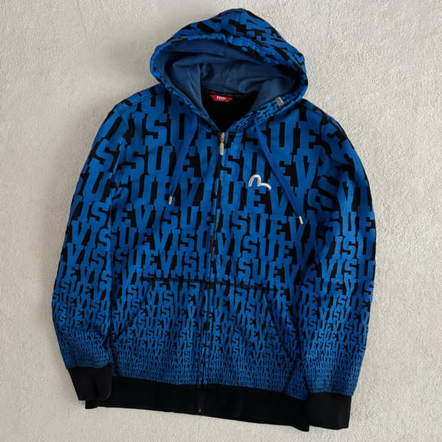 에비수 희귀 블루 풀로고 후드집업