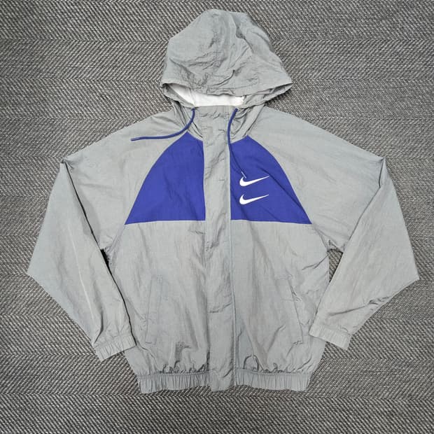 나이키 더블스우시 우븐 후드자켓 그레이블루