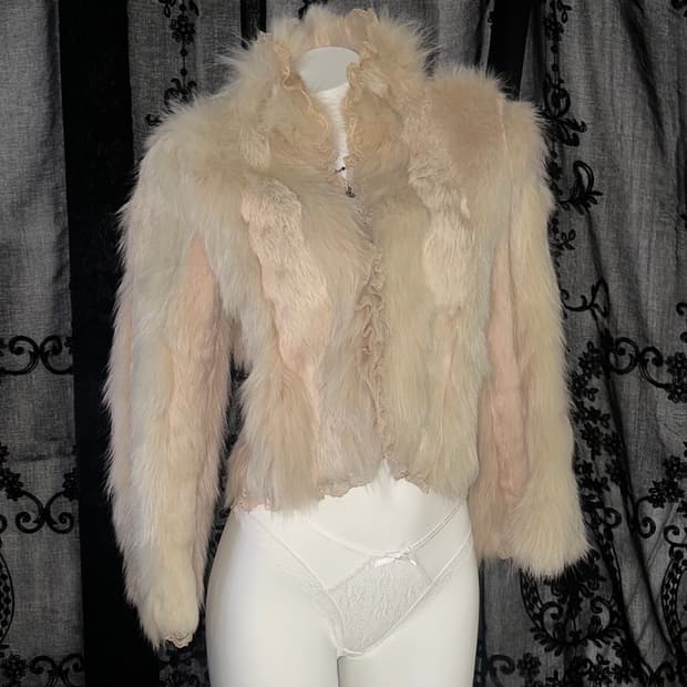 Fox/Rabbit Ivory Pink Fur Jacket