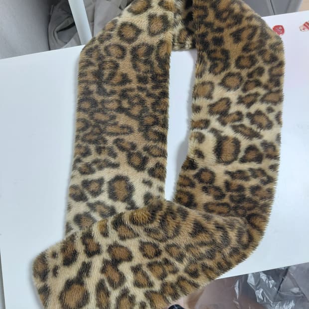 골든 모카 레오파드 갸루 털머플러