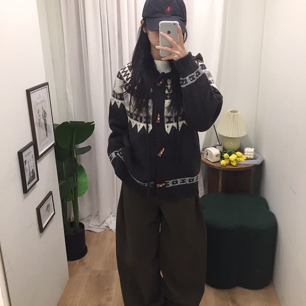 여성 빈티지 노르딕 니트 가디건 100