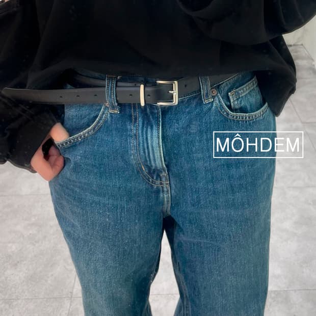 [Unisex] 실버링 미우드 가죽 벨트