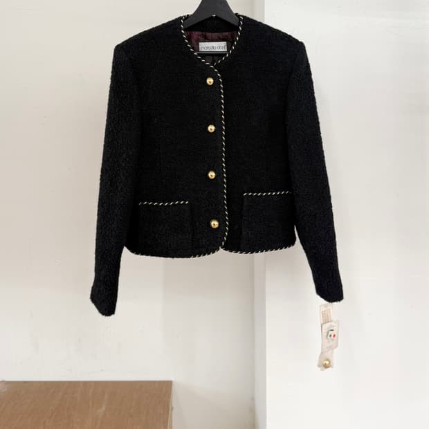 마르첼로 치오니 블랙 울 부클 자켓