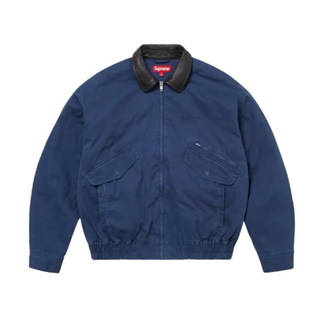 슈프림 레더 칼라 유틸리티 자켓 네이비 M