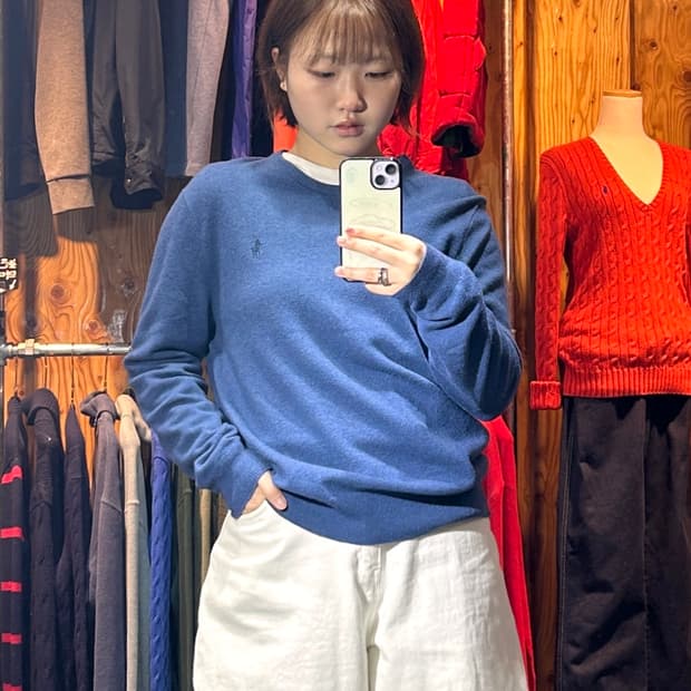 M 폴로랄프로렌 네이비 포니 블루 울 니트