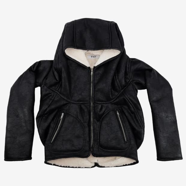 GHAST” Crackle Shearling Hoodie - Black