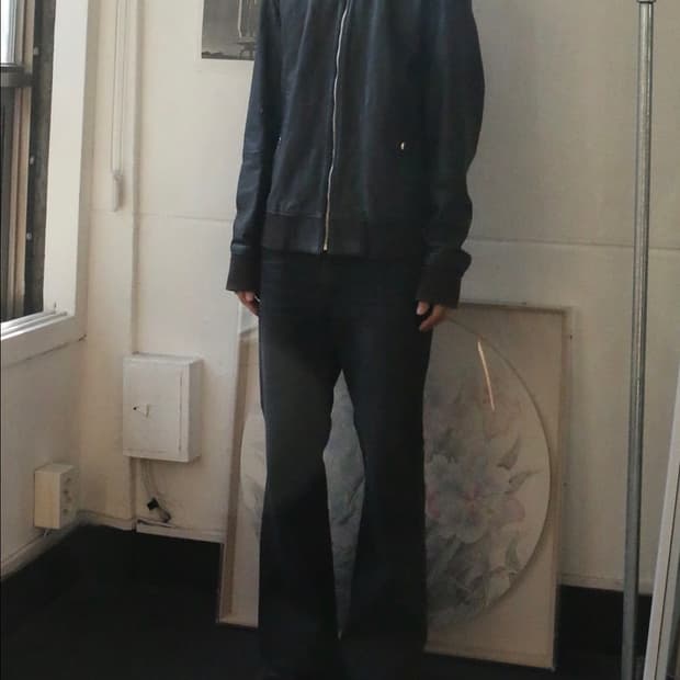 휴고보스 다크블루 램스킨 봄버자켓