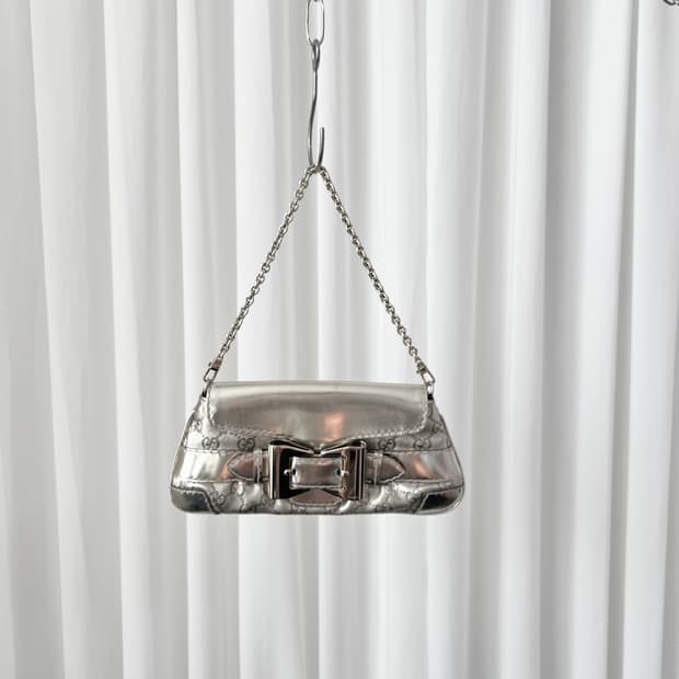 구찌 구찌시마 퀸 보우 체인 숄더백 Y2K