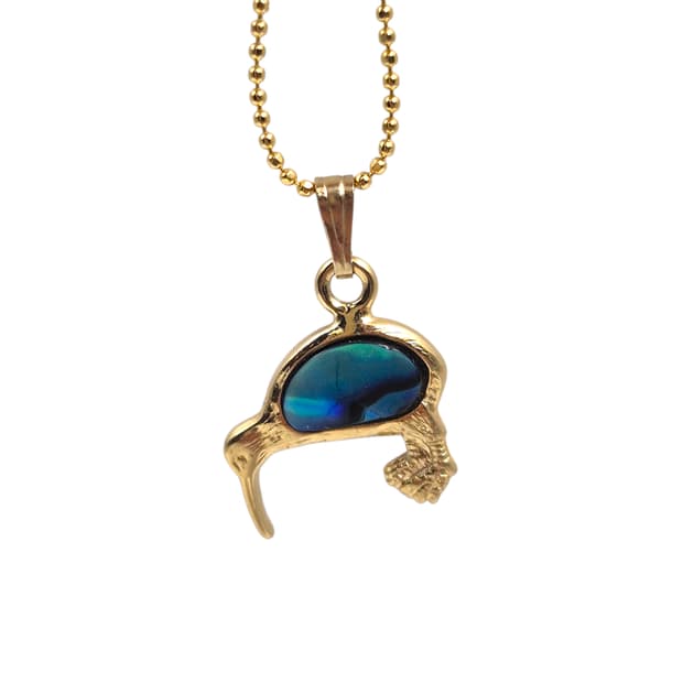 80s 뉴질랜드 파우아 자개 22k 키위새 목걸이