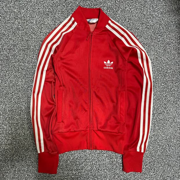(85) 아디다스 빨간색 삼선 트랙탑 져지