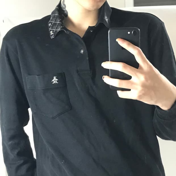 Vintage Black Pocket Polo