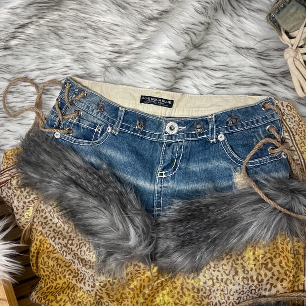 빈티지 커스텀 퍼팬츠 쇼츠 로우라이즈