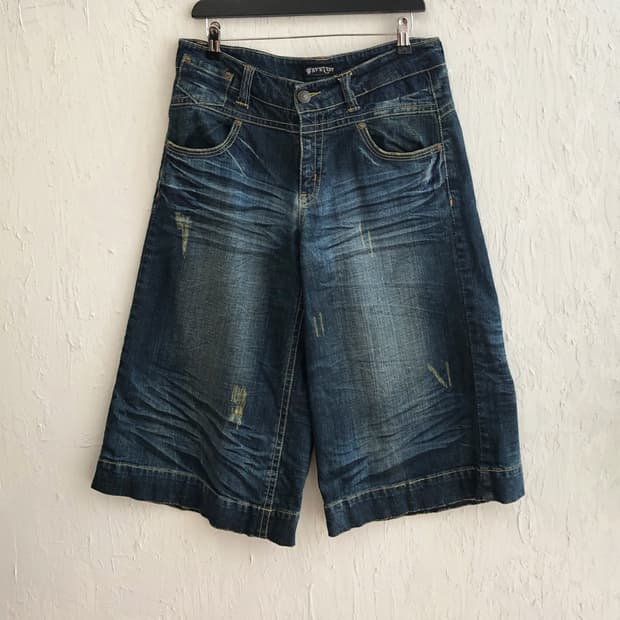 vintage wide denim culotte pants[unisex]