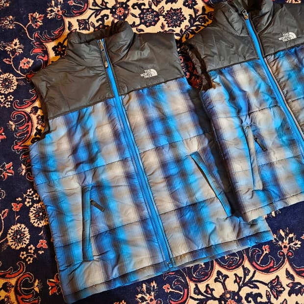 (미사용)노스페이스 체크 블럭 패딩 베스트 M / XL size 2종