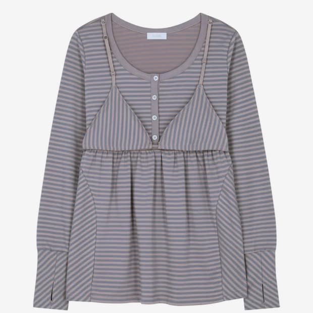 오호스 Layered Bra Flare Top / Beige