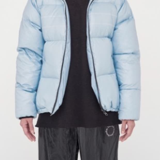 1회착) 옷장정리_마뗑킴 글로시 푸퍼 자켓 스카이블루 S