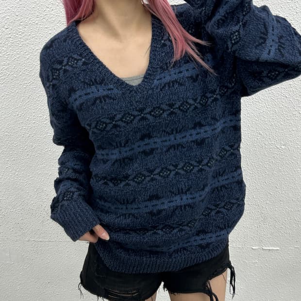 폴로 랄프로렌 네이비 브이 케이블니트 S