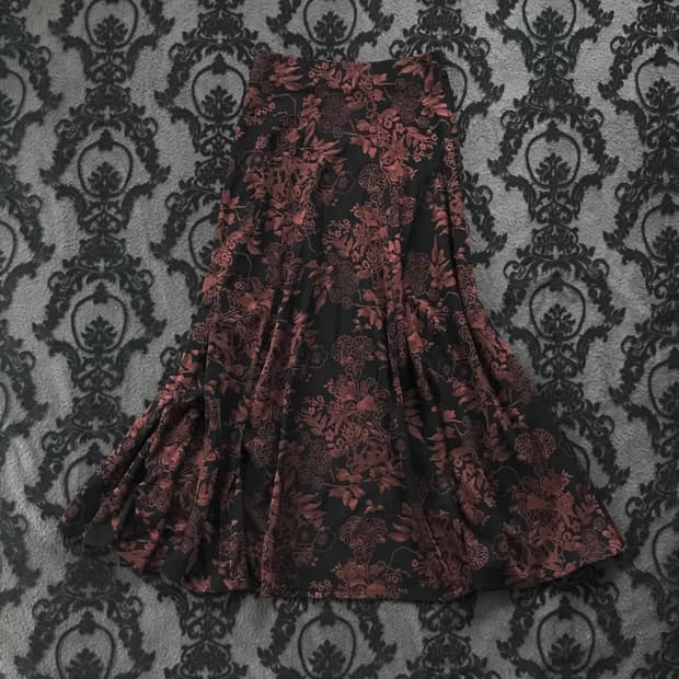 빈티지 엔틱 오리엔탈 고딕 장미패턴 롱스커트