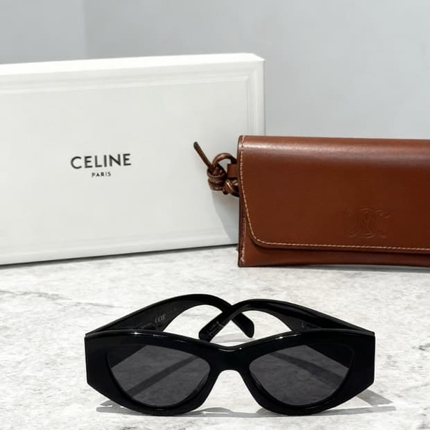 셀린느 풀 프레임 아세테이트 고양이눈 선글라스 여성용 블랙