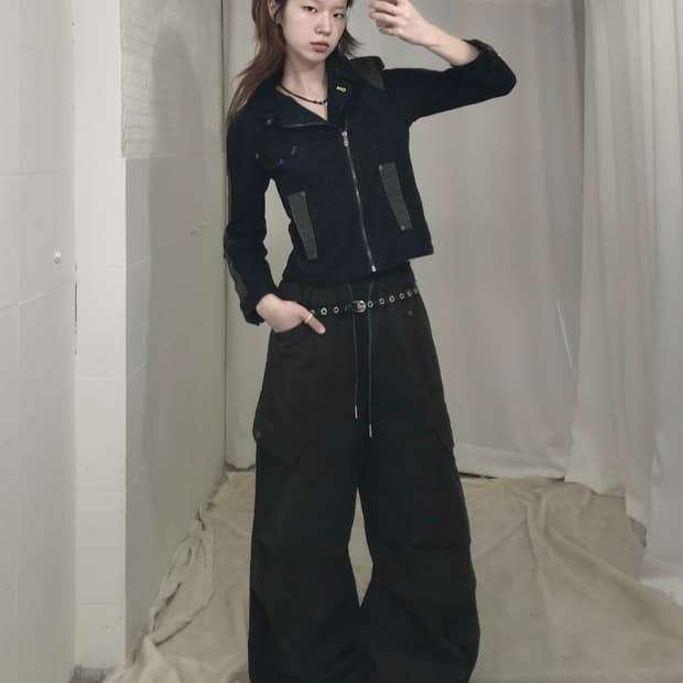 (세트 할인 가능) 빈폴 블랙 트랙 코튼 라이더 자켓