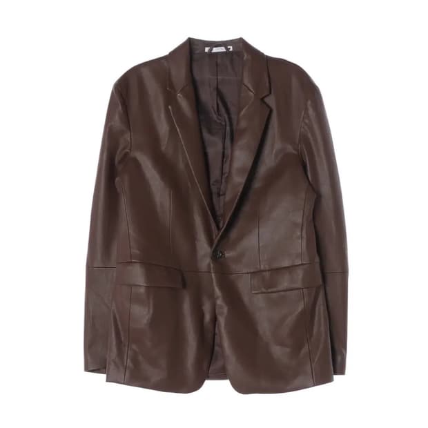 자라 비건 레더 블레이저 브라운 M
