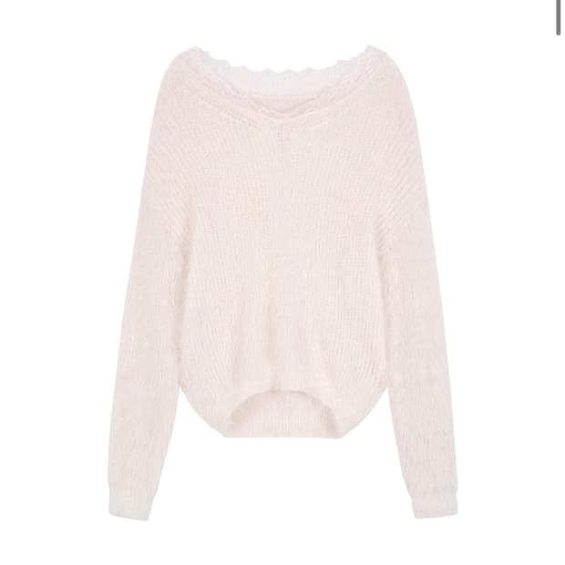 클리시어 블러쉬 레이스 오프 숄더 니트 핑크 가디건 쓰리타임즈