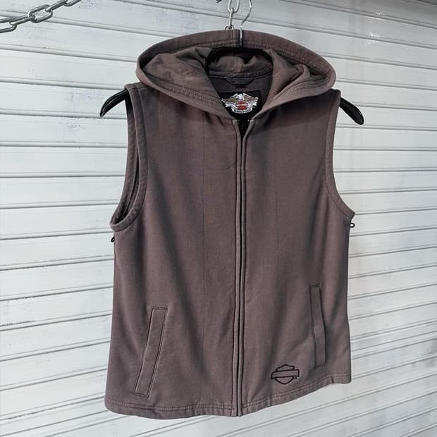 Harley Davidson hood vest zip up