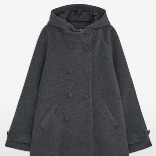 허그유어스킨 후드 하프 코트 차콜