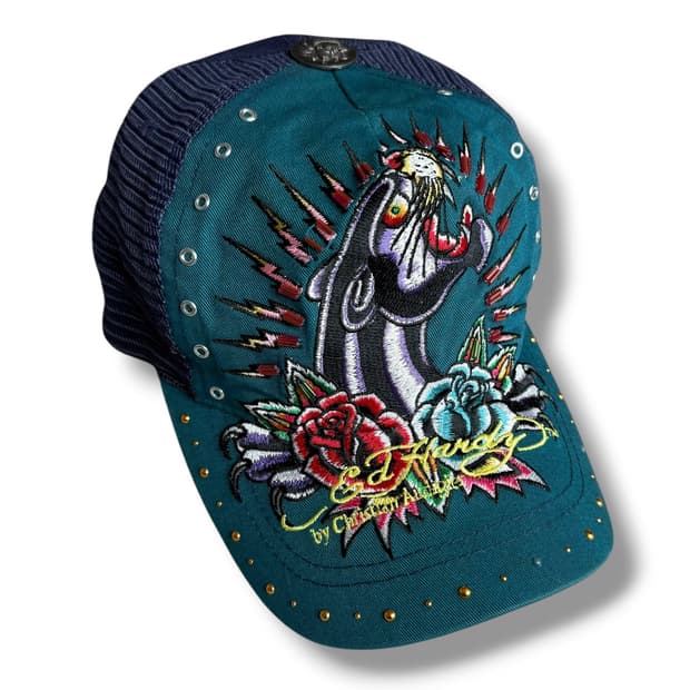 에드 하디 청록 메쉬캡