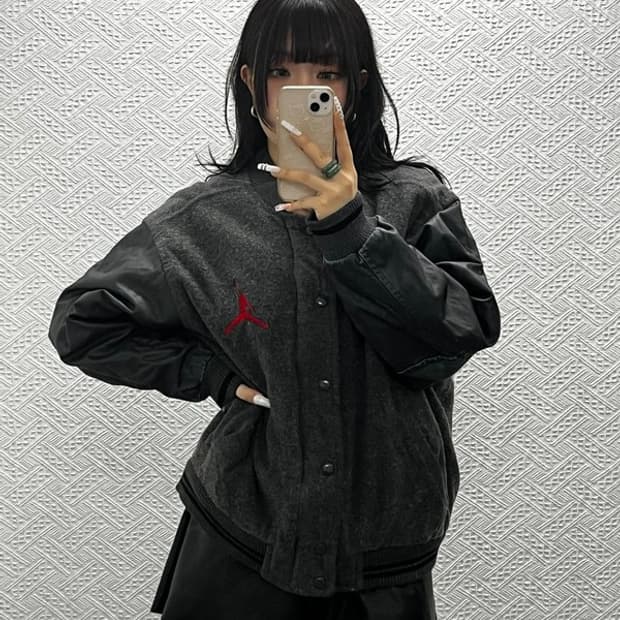 나이키 조던 희귀 올드스쿨 레트로 소가죽 바시티 자켓 100 C10870