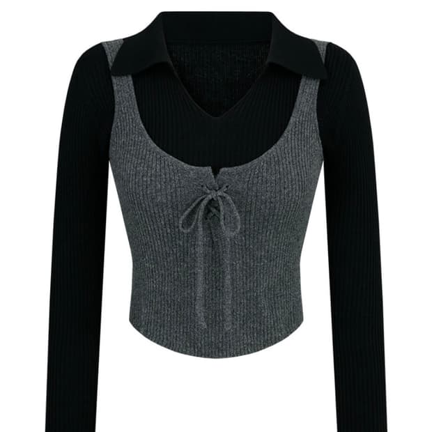 라벨르블랑 레이어 니트 베스트 블랙