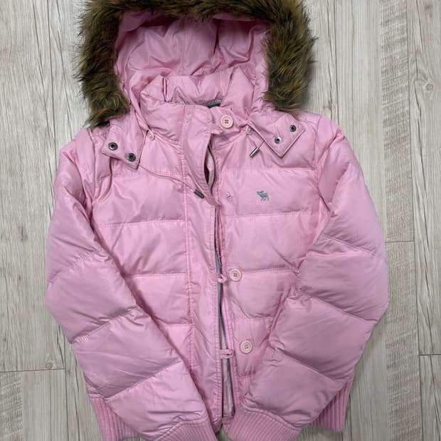 아베크롬비 울프죠 패딩 딸기우유 L