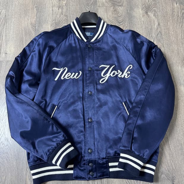 L 폴로 x mlb 초판 뉴욕 양키스 바시티 블루종 자켓 네이비