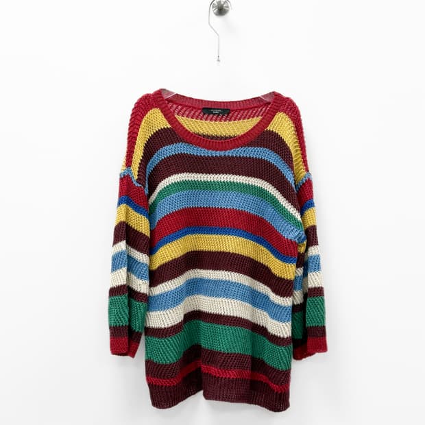 위켄드 막스마라 멀티 컬러 스트라이프 린넨 니트 스웨터