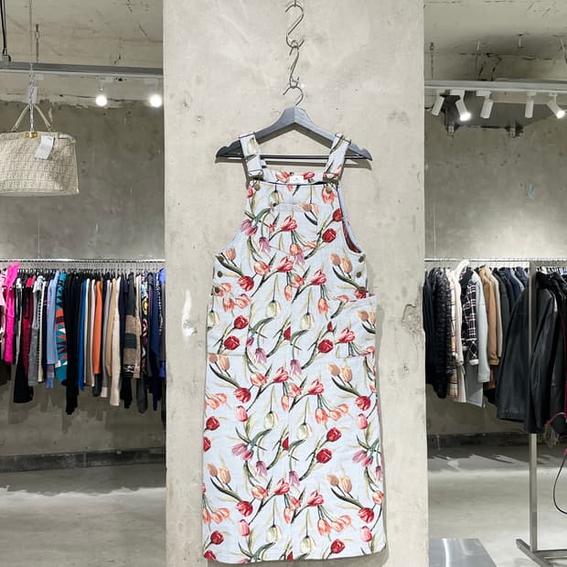 메리 제니 튤립 자카드 덩가리 드레스