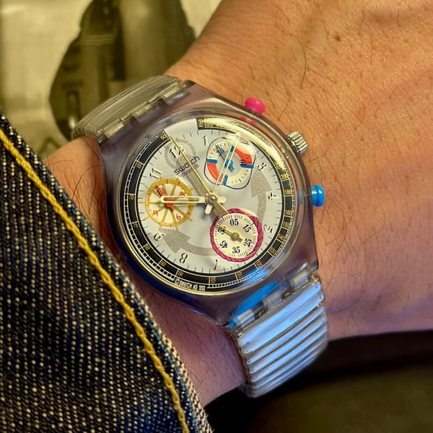 93년판) 빈티지 스와치 아이러니 익스팬션 스트랩 power steel