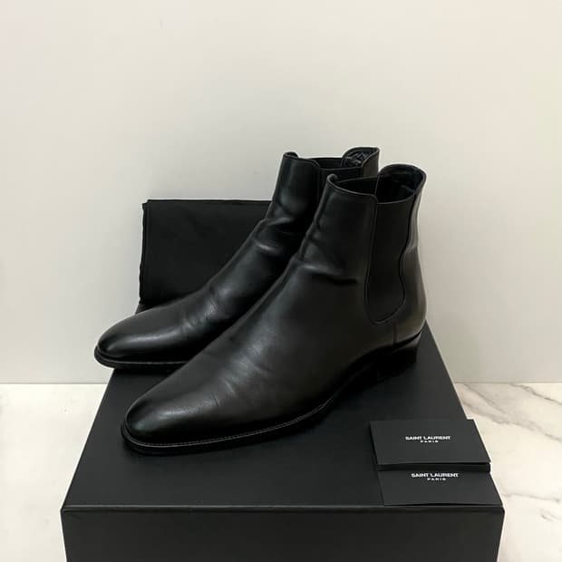 생로랑 와이어트 30 스무스 레더 첼시 부츠 블랙 42EU 634195
