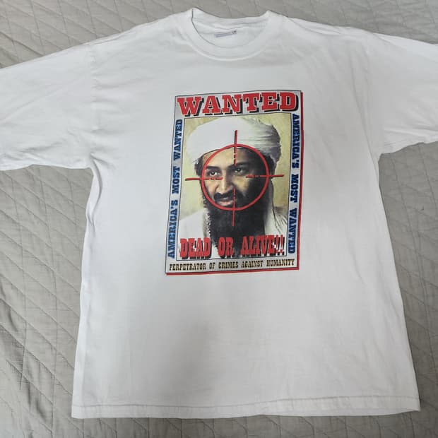 [XL] 00s 오사마 빈라덴 WANTED 포인트 빈티지 티셔츠