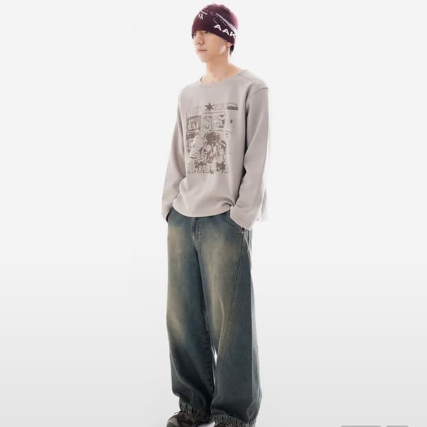 AAKAM Paneled Denim Pants (Blue)