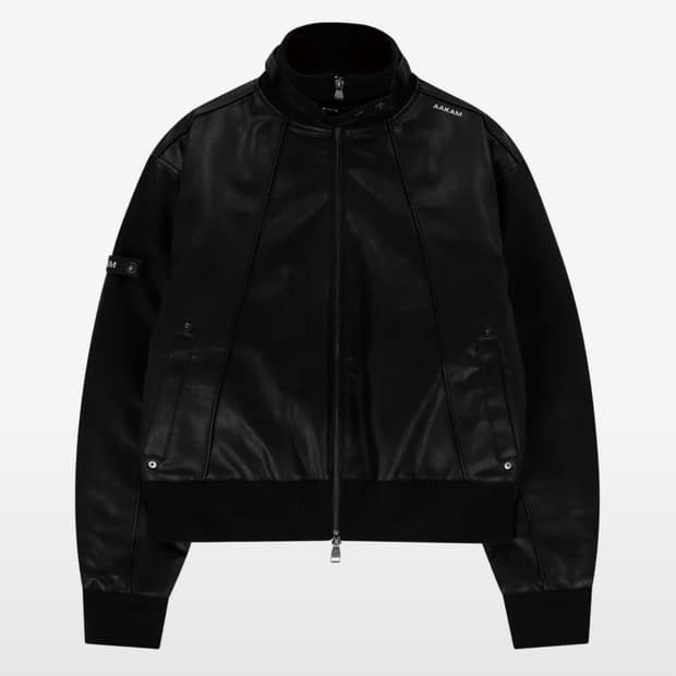 아캄 Piping Leather Blouson (Black)