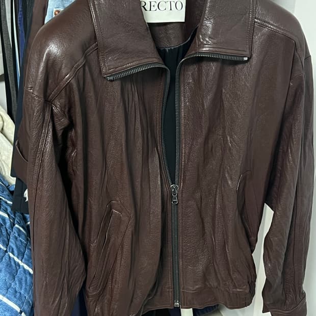 (S) 렉토 25FW 하이넥 레더 점퍼 자켓 브라운