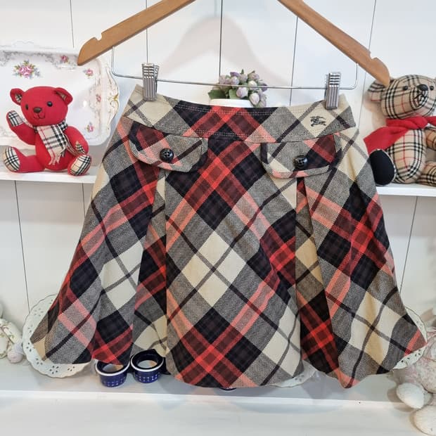 버버리 체크 플리츠 미니스커트