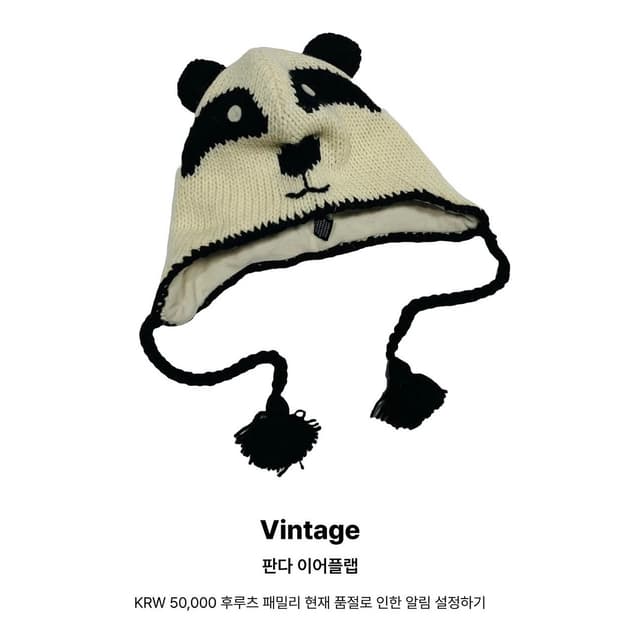 구해요!) 판다 이어플랩 빈티지 비니