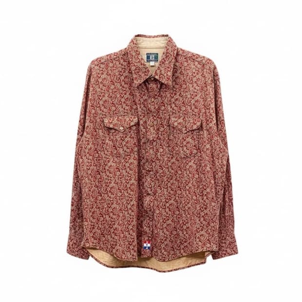 USA VINTAGE 웨스턴 셔츠 올오버 페이즐리 패턴 디테일 레드