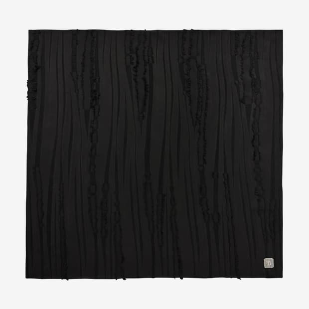 [택O] 트리밍버드 리플드 프린지 스카프 블랙