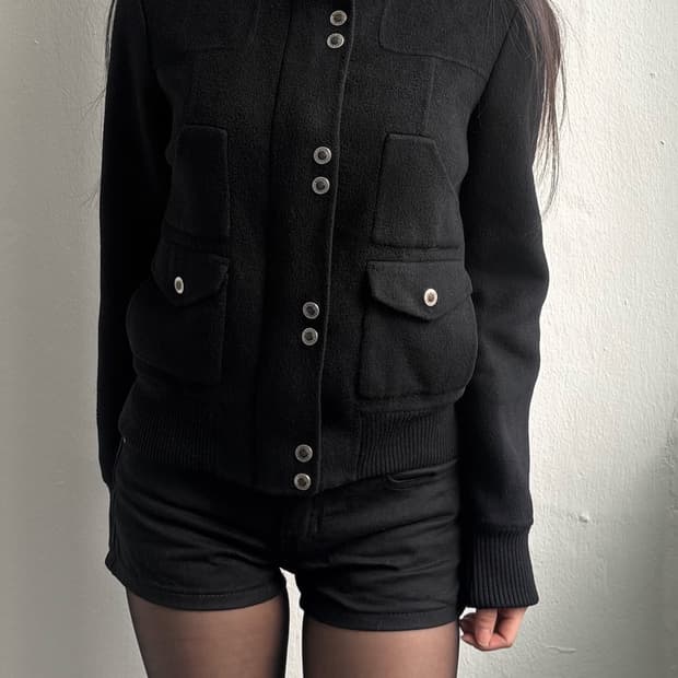 Egoist Glam Wool Black Button Jacket
