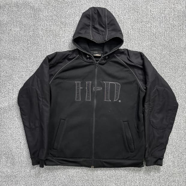 할리 데이비슨 HD로고 리플렉티브 프로텍터 누빔 후드 집업 